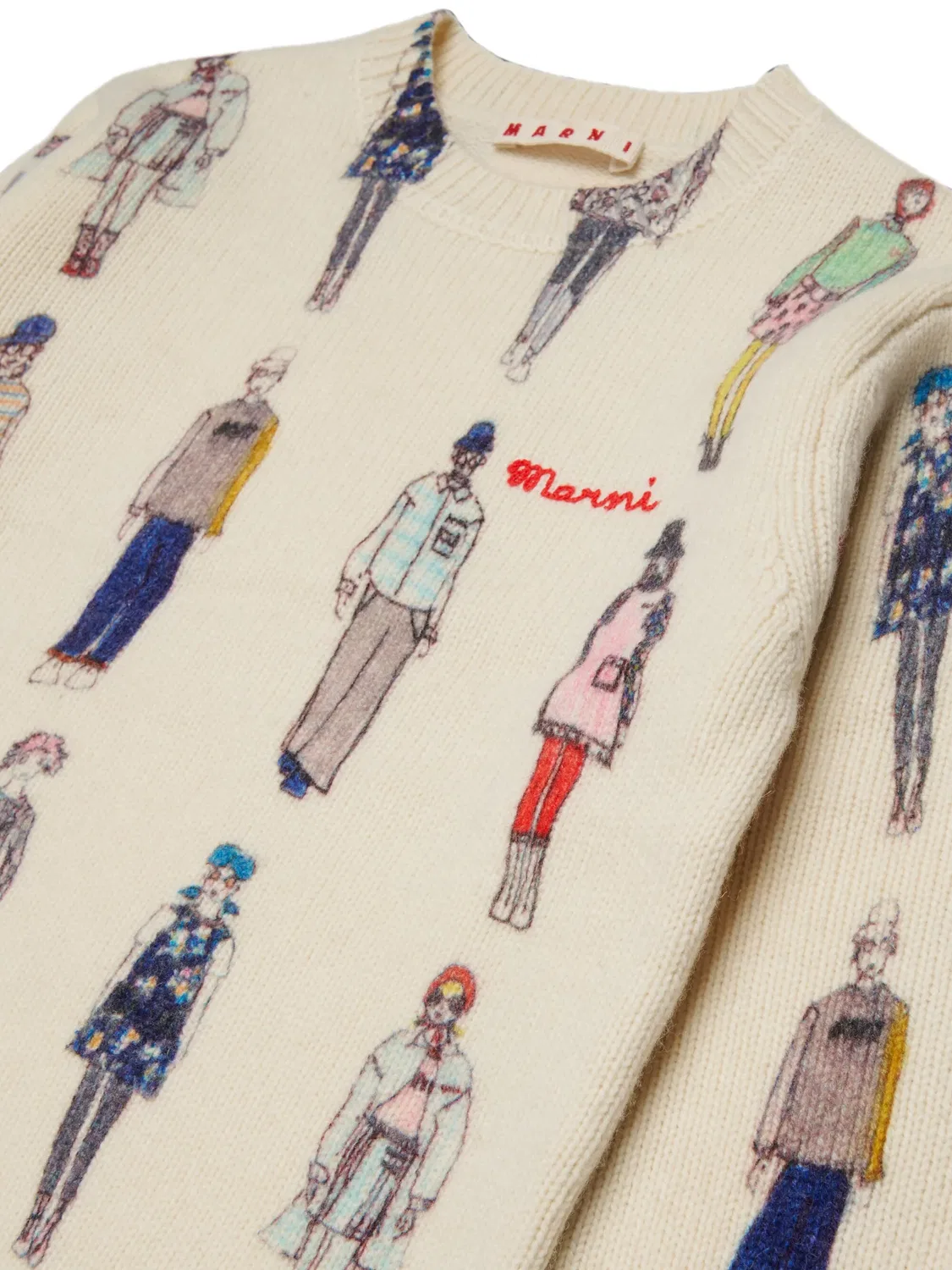 Платье с вышитым логотипом и принтом Marni Kids, нейтральные цвета — фото 3