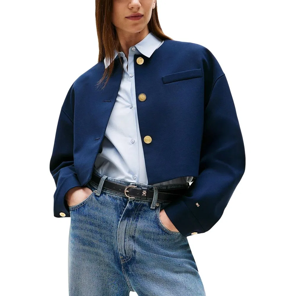 Женский укороченный жакет с золотыми пуговицами PUNTO CROP LADY JACK Tommy Hilfiger, Blue — фото 4