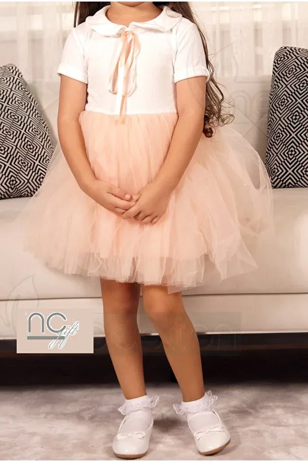 Детское платье для девочек хлопковое Nc Gift, Salmon-Short