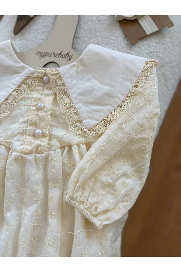 Детский комбинезон для девочек с принтом Noynoy Baby, Beige — фото 2
