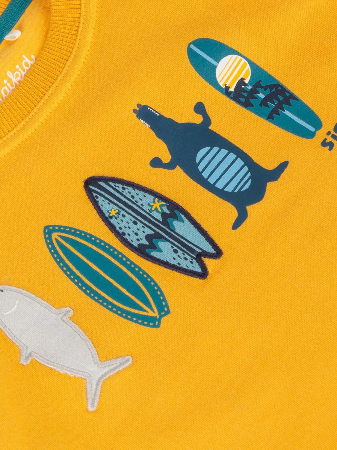 Рубашка Sigikid Langarmshirt Blue & Bright оранжевого цвета — фото 4