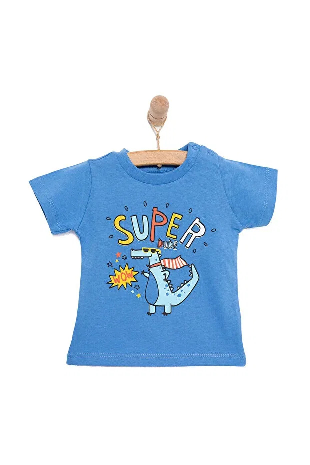 Детская футболка для мальчиков с принтом Super Dinosaur Ebebek Hello Baby, Blue