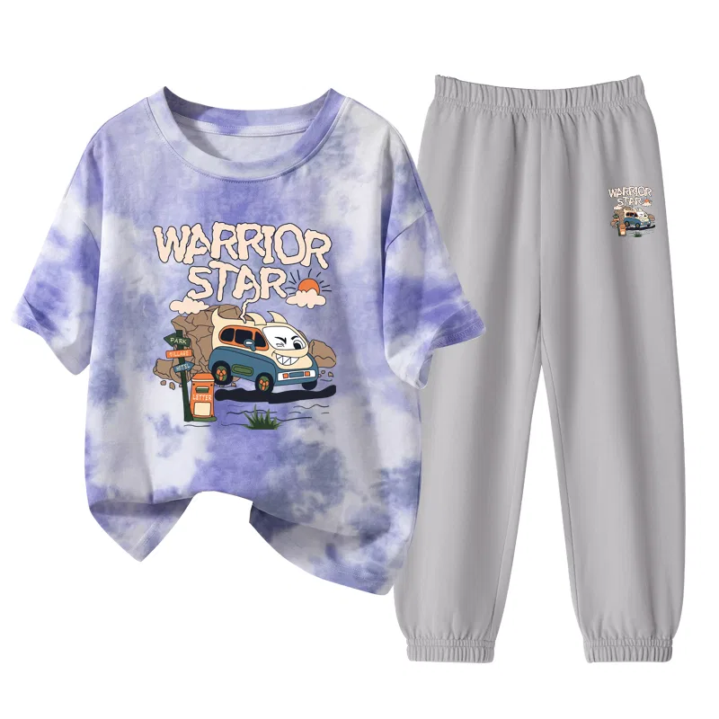 Детский спортивный костюм с круглым вырезом Purple Holiday Car-Gray Holiday Car K WARRIOR