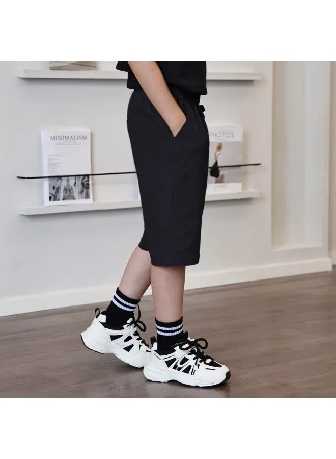 Шорты карго летние детские с принтом Jeanswest, черный — фото 4