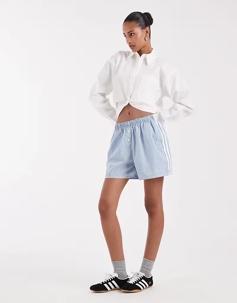 Полосатые боксерские шорты Adidas Originals, синий — фото 3