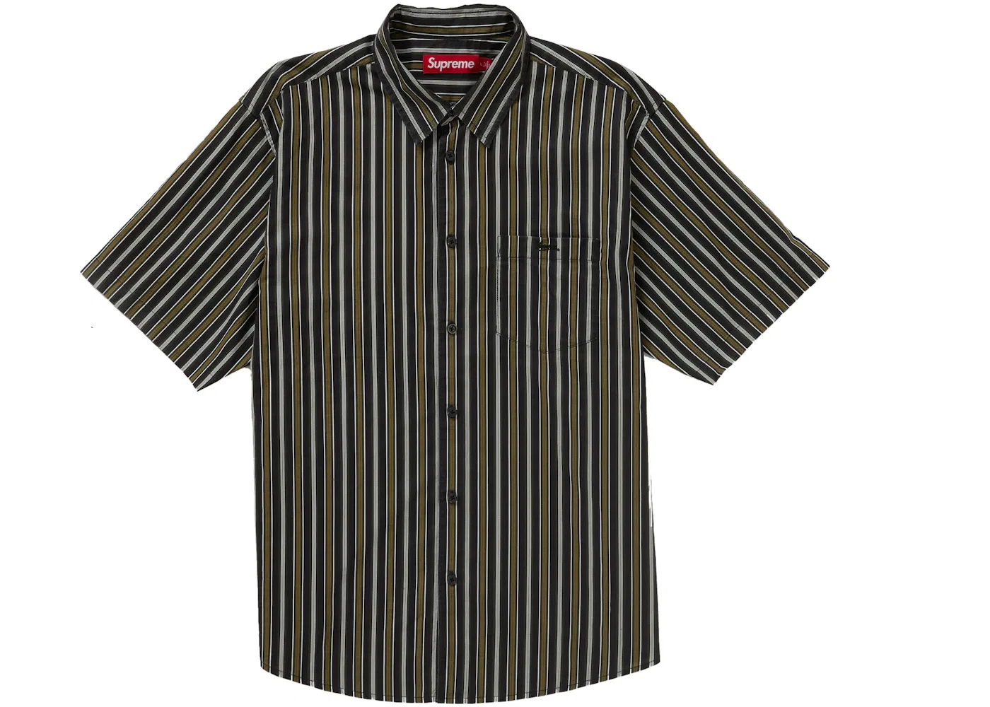 Мужская рубашка свободного кроя с принтом Supreme Loose Fit Multi Stripe S/S Shirt, Black