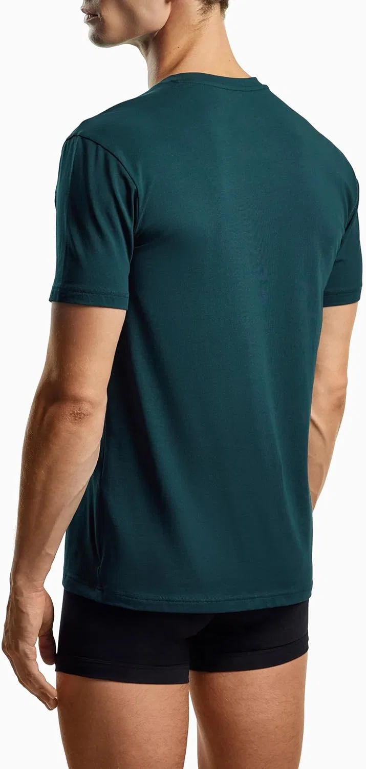 Мужская облегающая футболка с логотипом Emporio Armani, Pine — фото 2