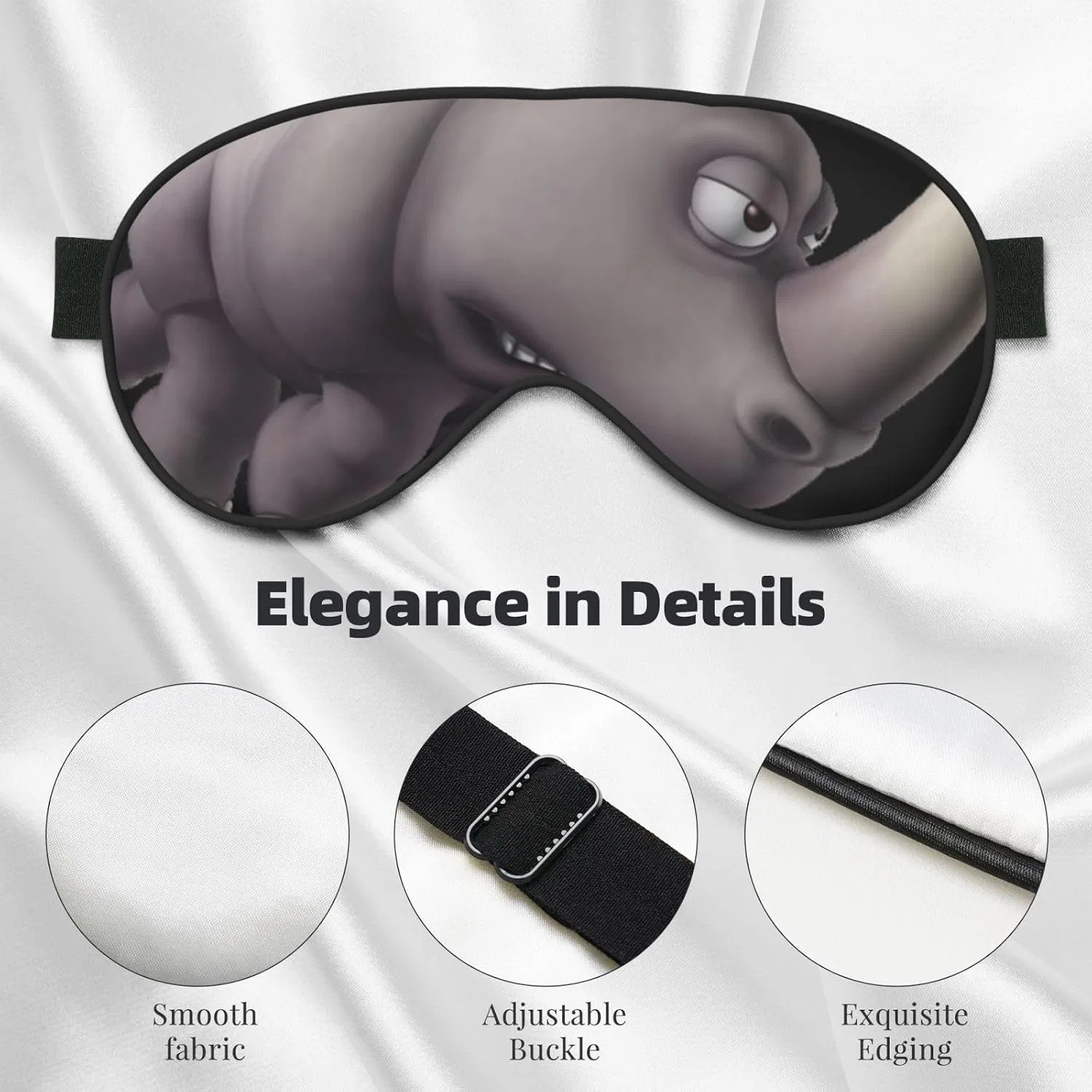 Маска для сна Angry Rhino Soft Sleep, SSIMOO, 1 шт, Black — фото 4