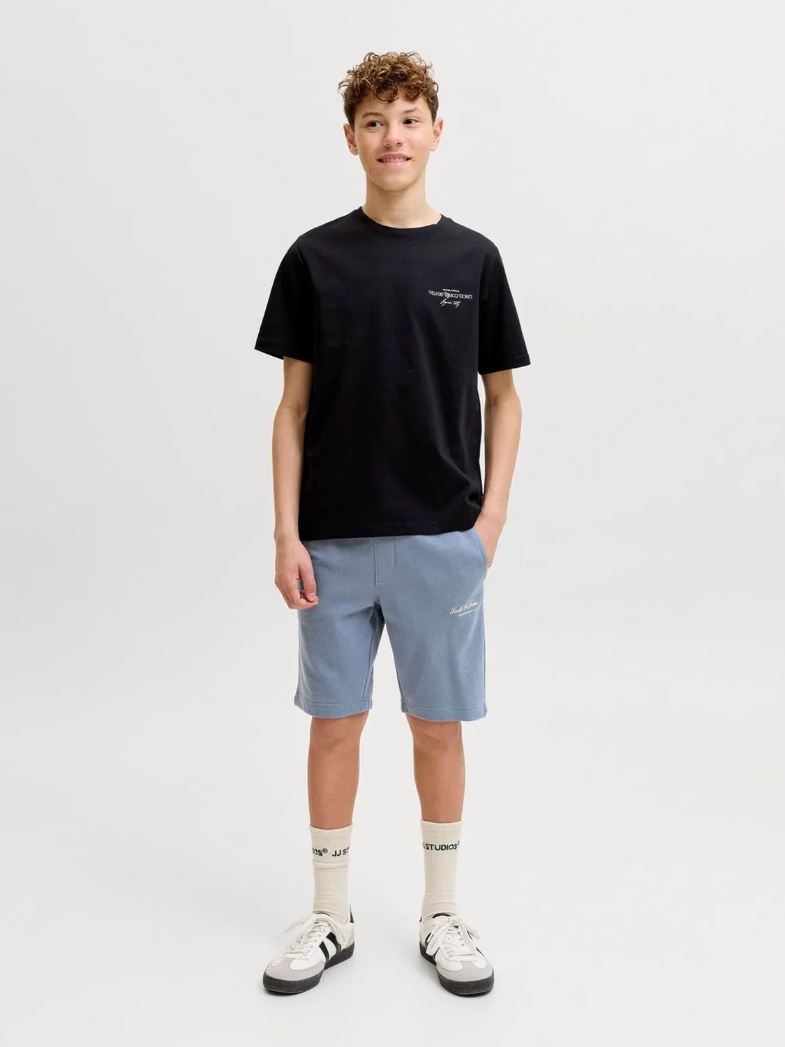 Шорты джоггеры из футера Jack & Jones Junior, синие — фото 2
