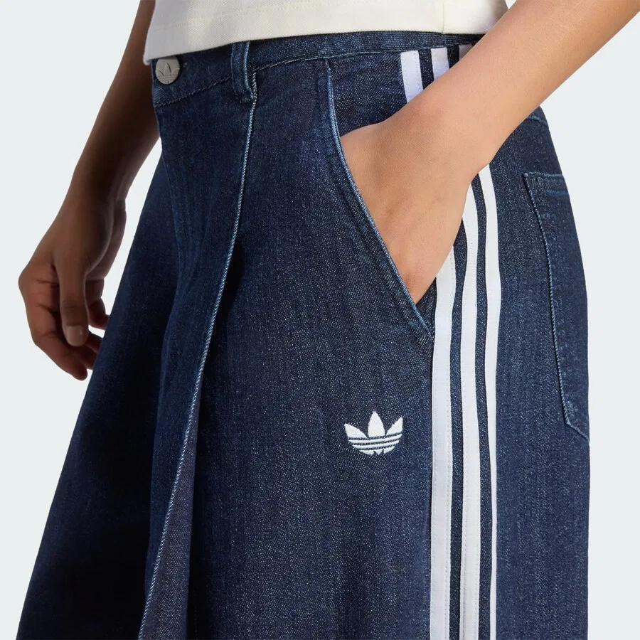 Джинсы ADIDAS ORIGINALS с широкими штанинами, темно-синие — фото 3