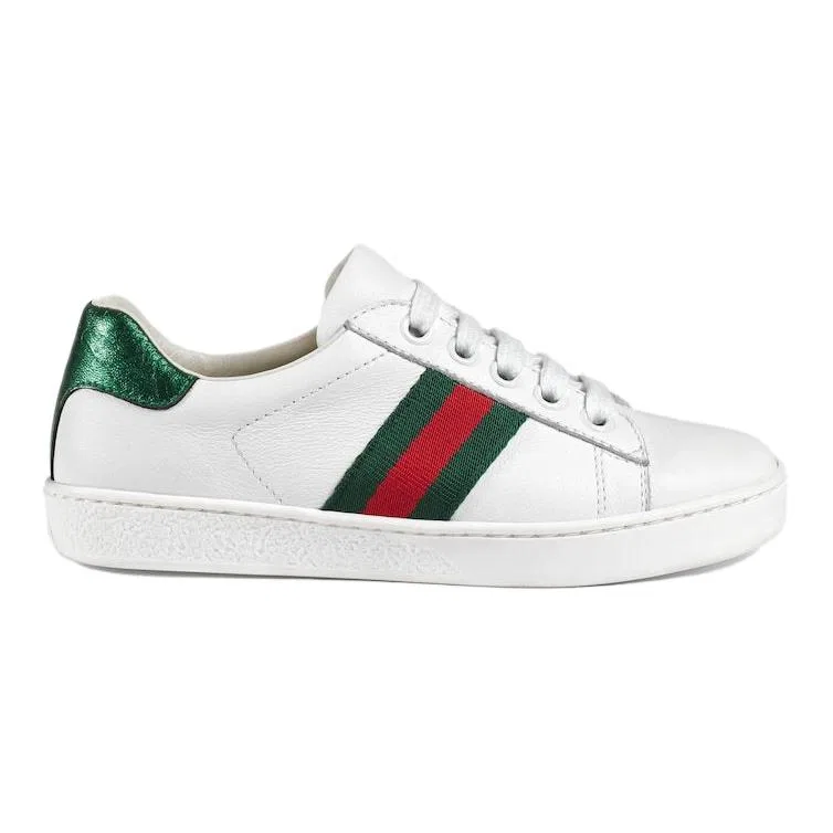 Детские кроссовки Gucci ACE для скейтбординга, круглый носок, кожа — фото 3