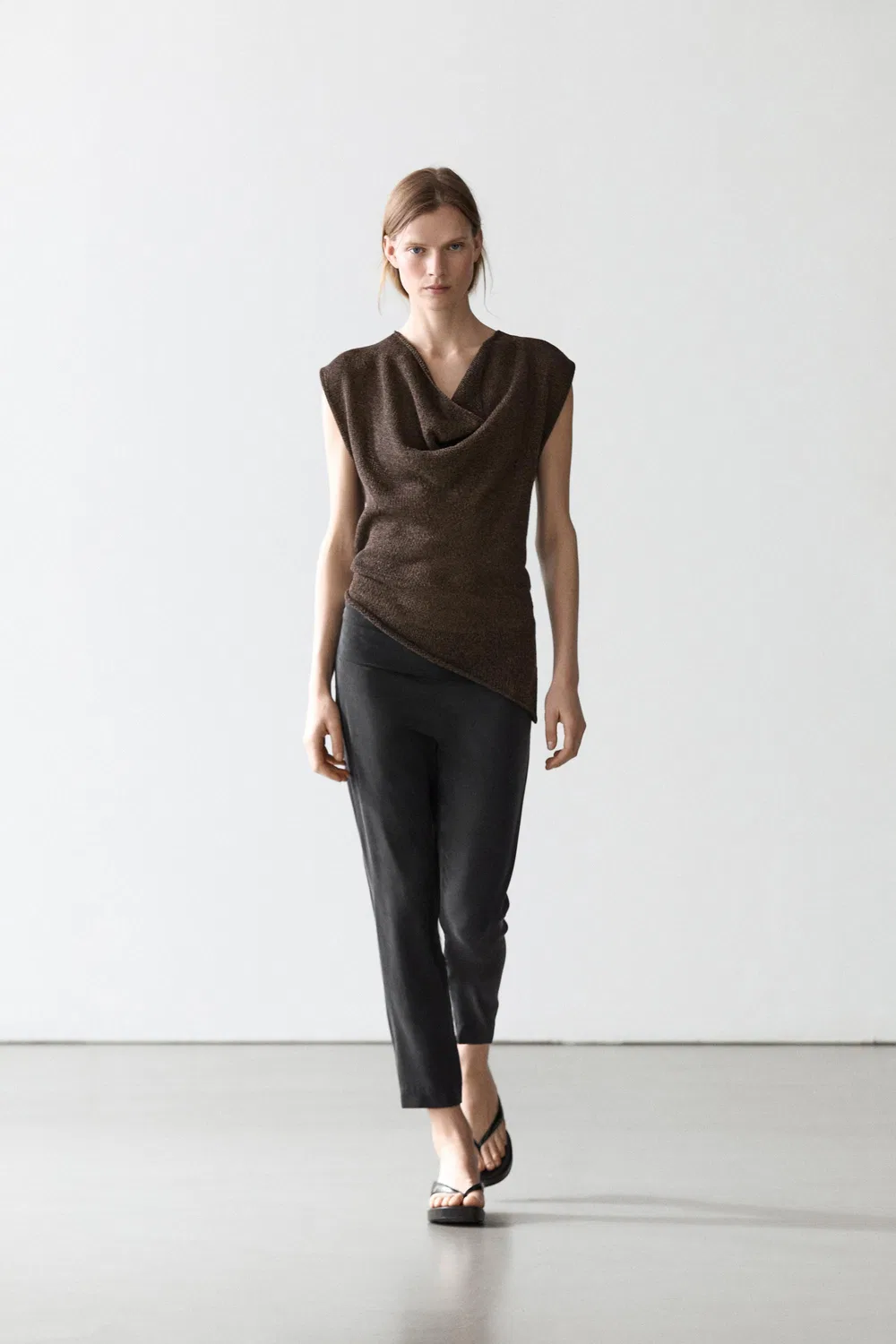Леггинсы из смесовой шелковой ткани Massimo Dutti, черный