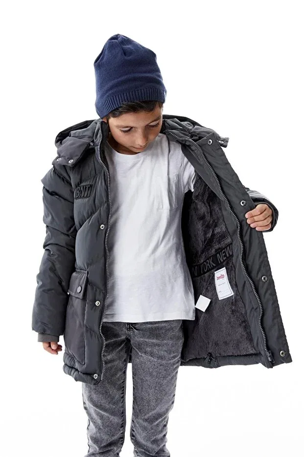 Детское зимнее пальто для мальчиков с капюшоном Benitto Kids, Gray — фото 2