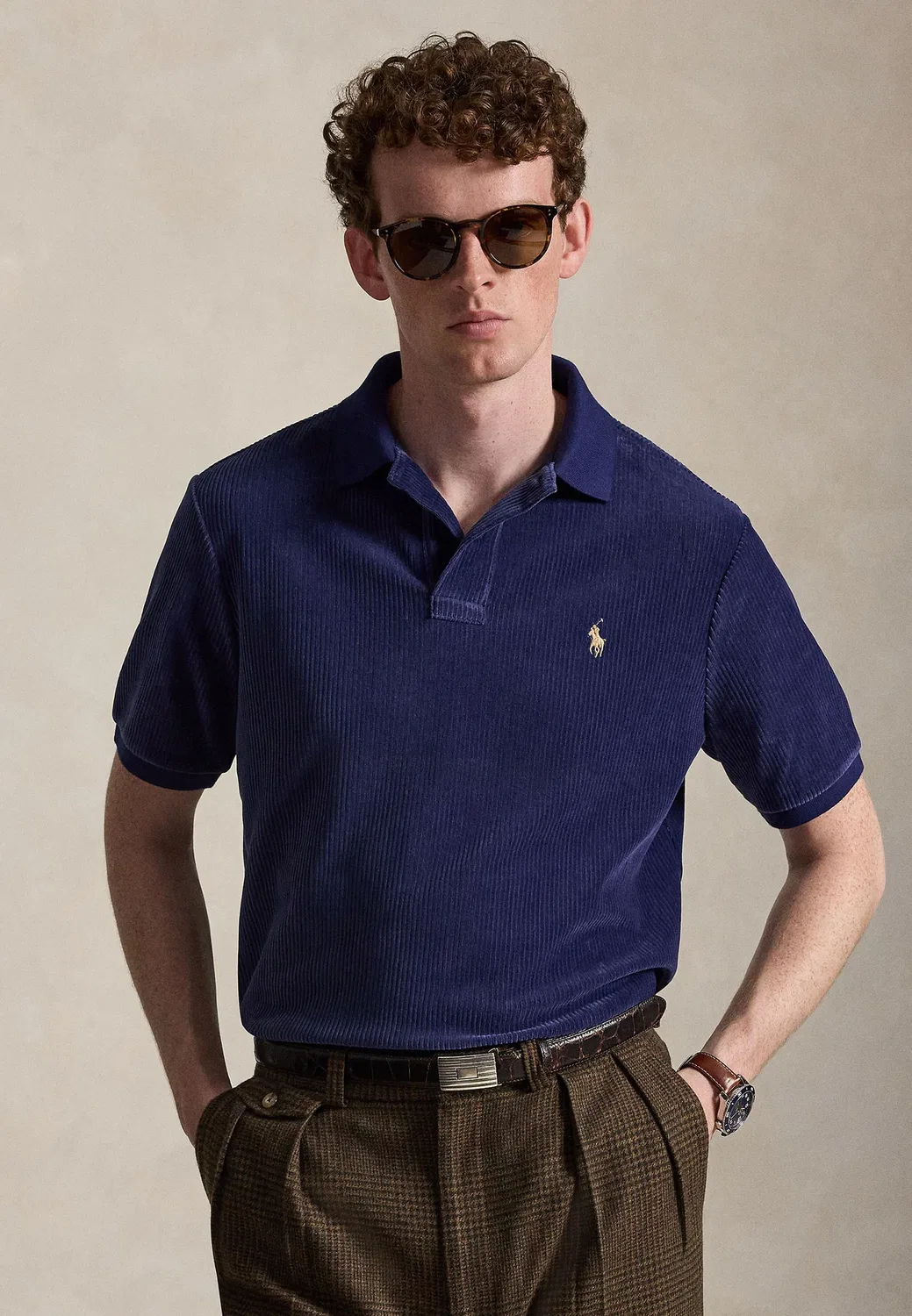 Классическая трикотажная вельветовая рубашка-поло - рубашка-поло Polo Ralph Lauren, Newport Navy
