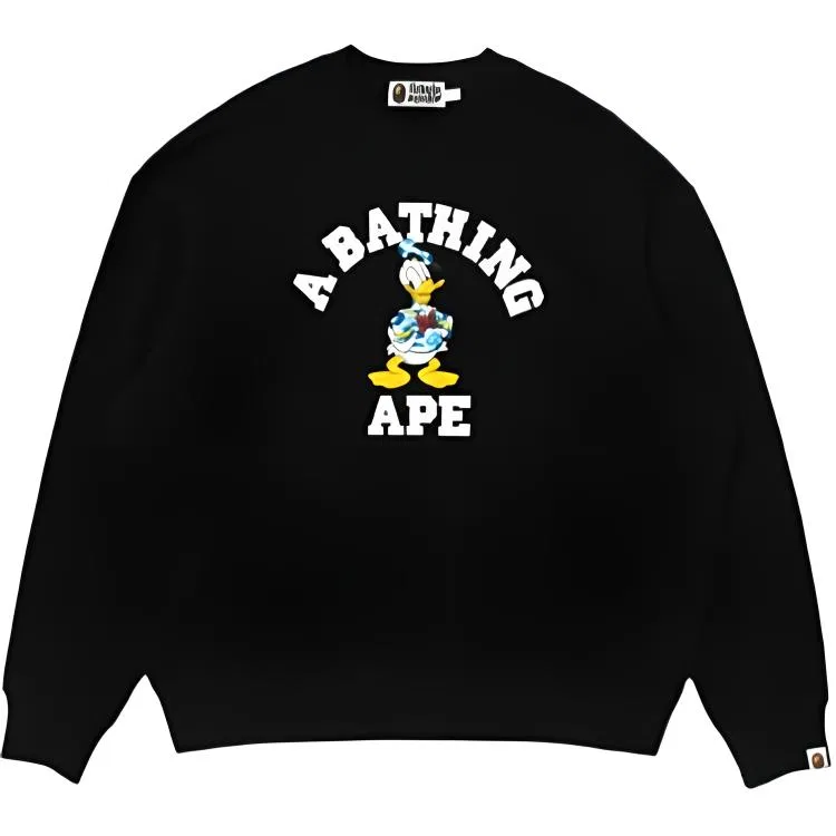Детский свитшот с круглым вырезом X Disney A BATHING APE, черный