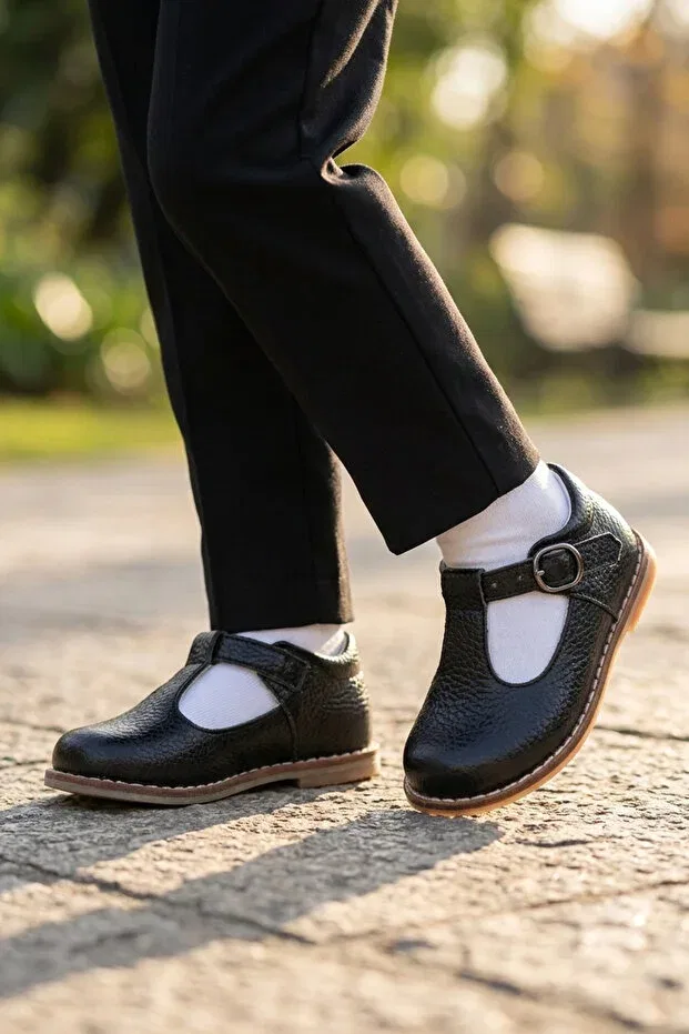 Детские туфли для девочек ортопедические Cevoclub Kids, Black