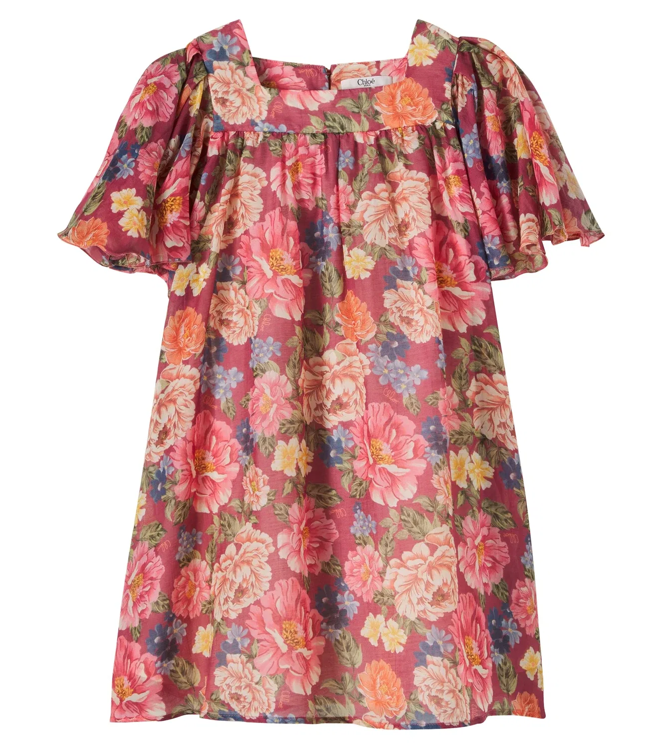 Платье с цветочным рисунком Chloé Kids, бордовый