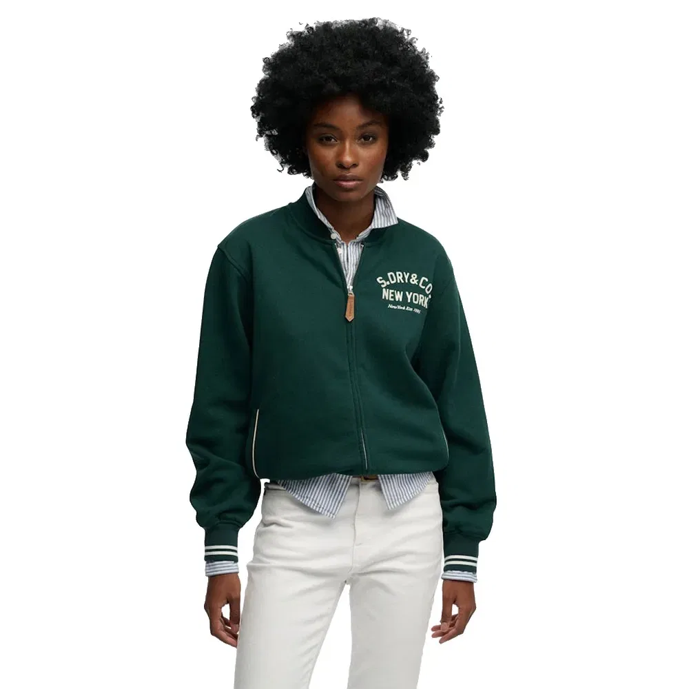 Бомбер на молнии Country Club Superdry, зеленый