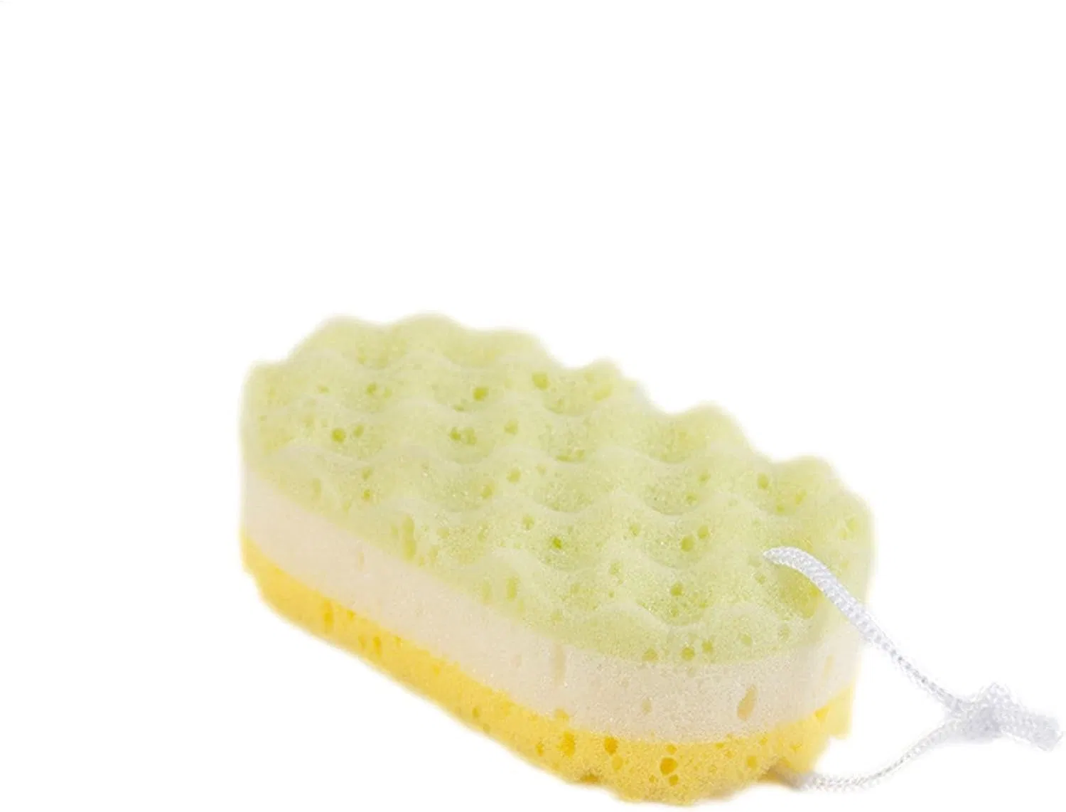 Мочалка для купания, трехслойная поролоновая, Generic, 16.5x9x5 см, Yellow