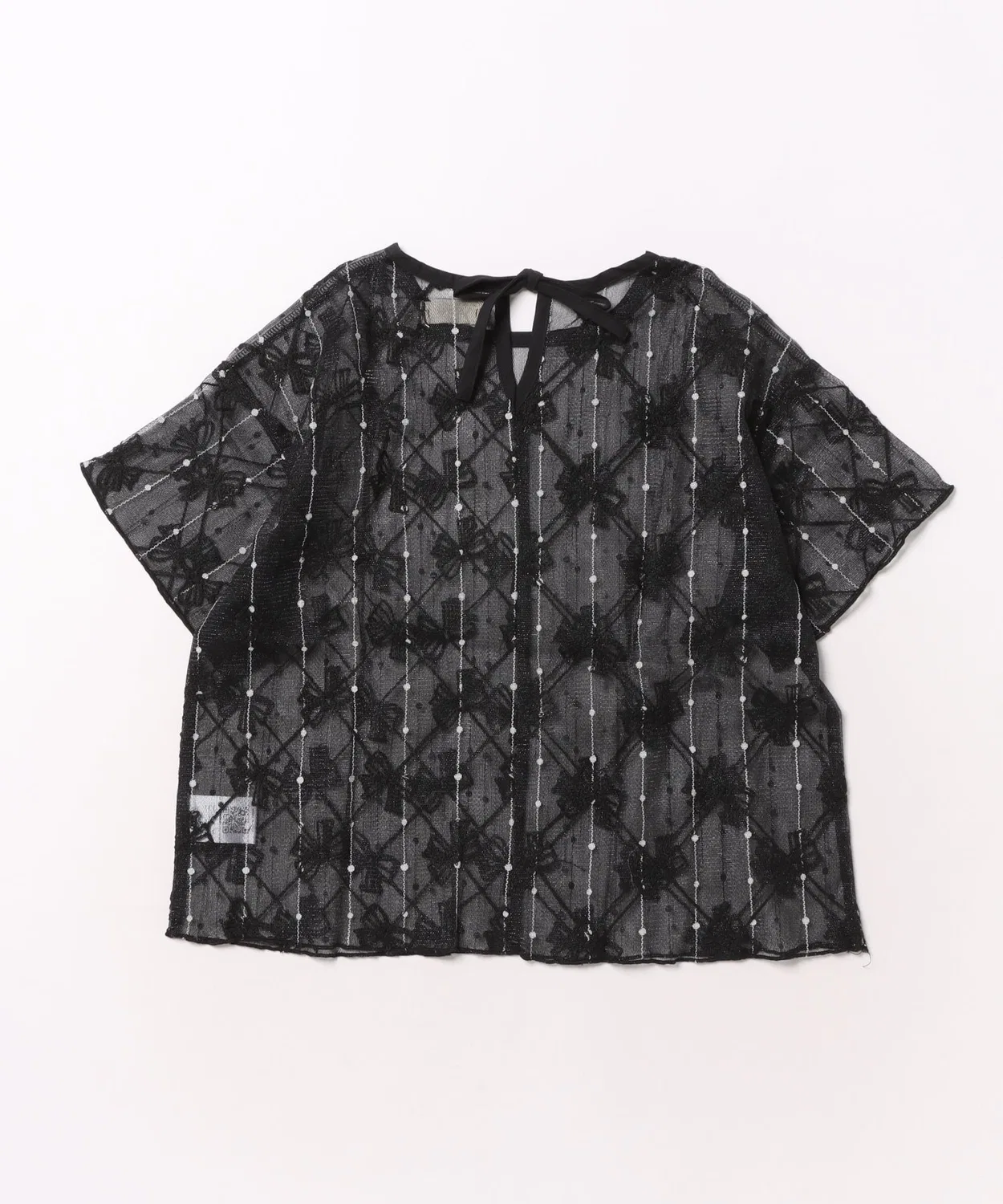 Детская футболка с бантом из сетки, модель Ribbon Mesh NEEDLE WORKS, Black — фото 2