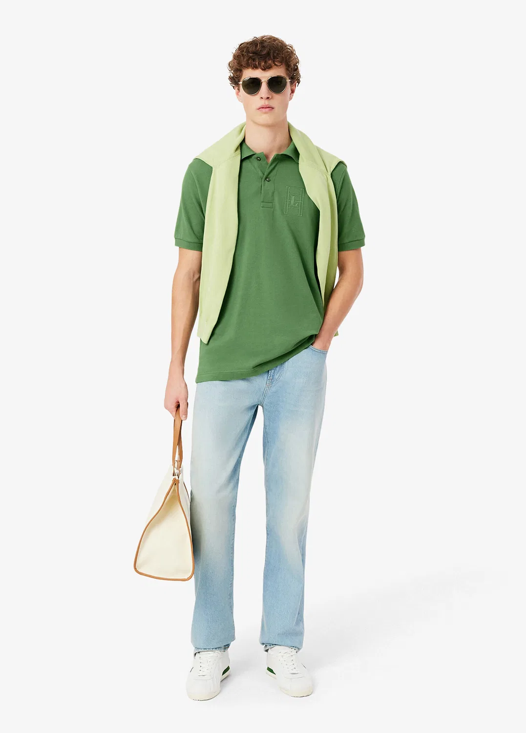 Поло Lacoste Classic Fit, зеленый — фото 4