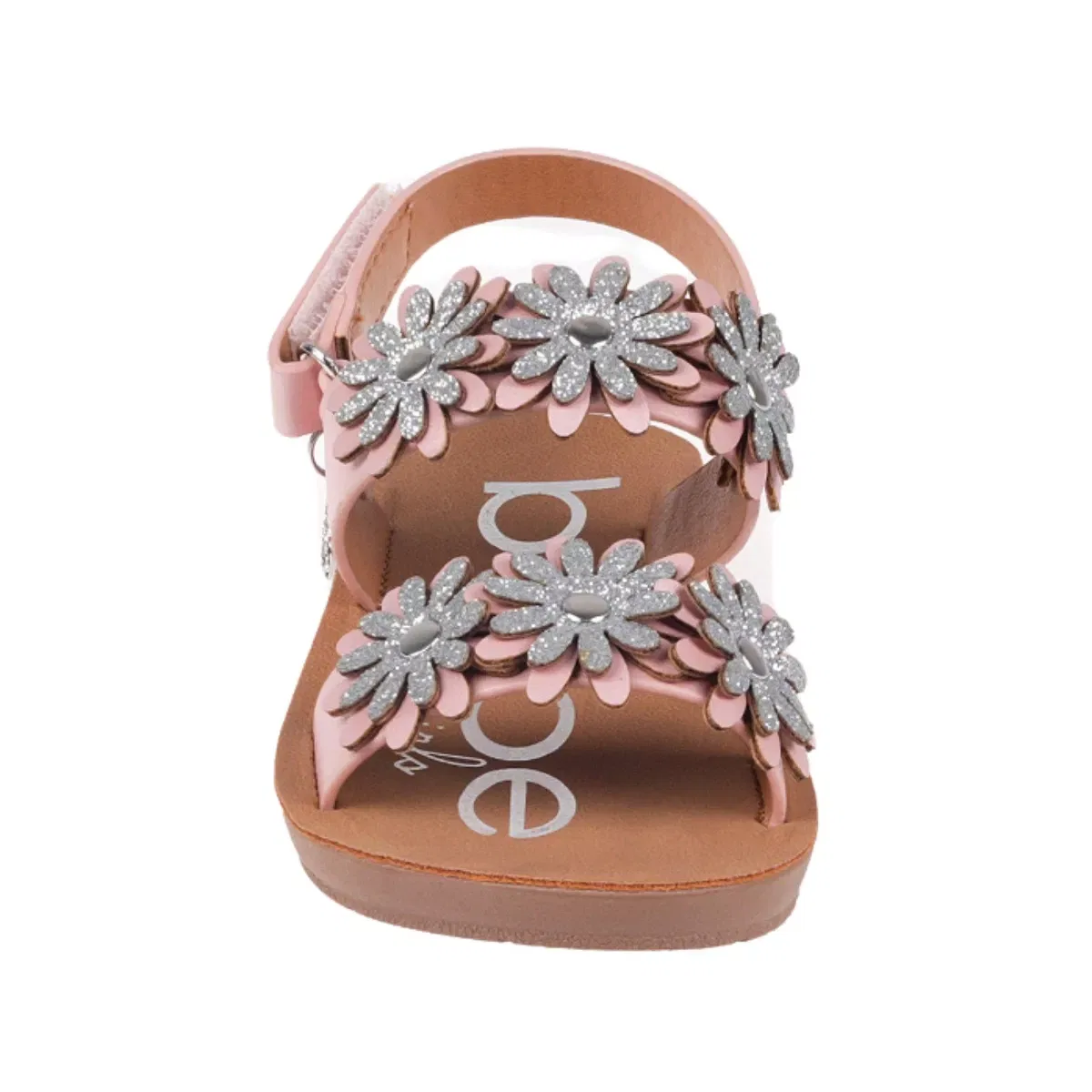 Детские сандалии для девочек с цветочными украшениями Bebe, Blush — фото 4