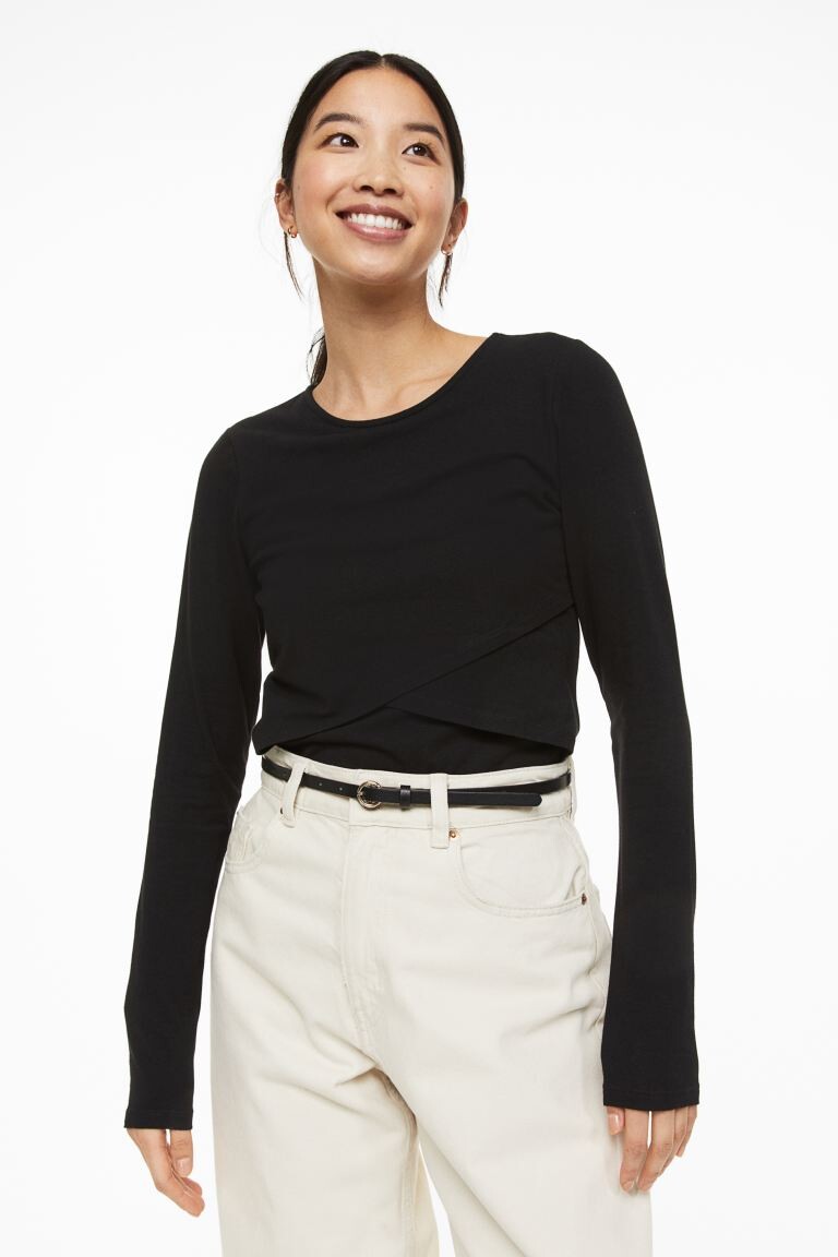 

MAMA Рубашка для беременных в рубчик H&M, черный