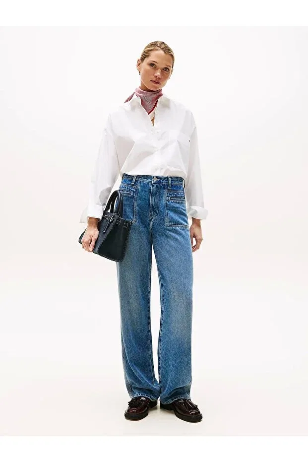 Женская рубашка классическая с длинным рукавом Basics Tommy Hilfiger, White — фото 2