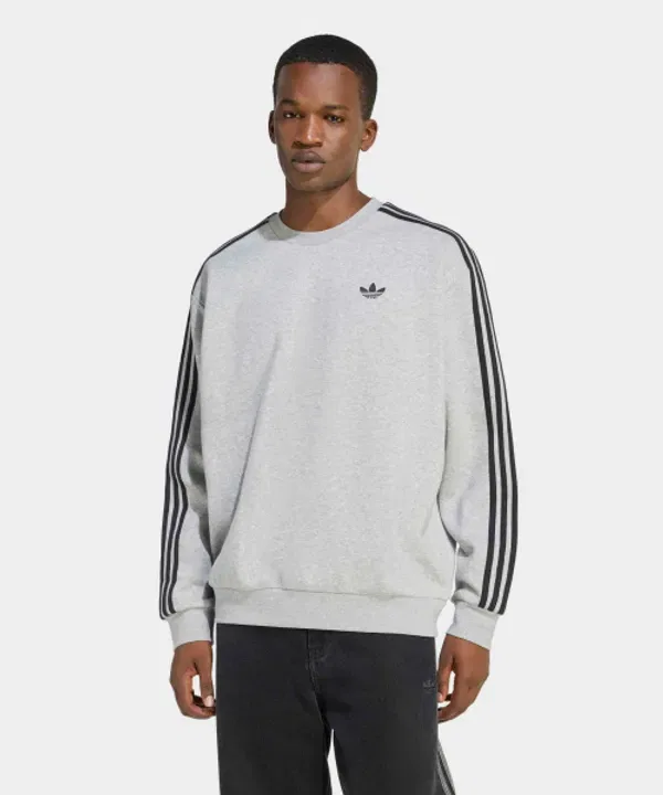 Свитшот оверсайз с 3 полосками, Adidas, серый