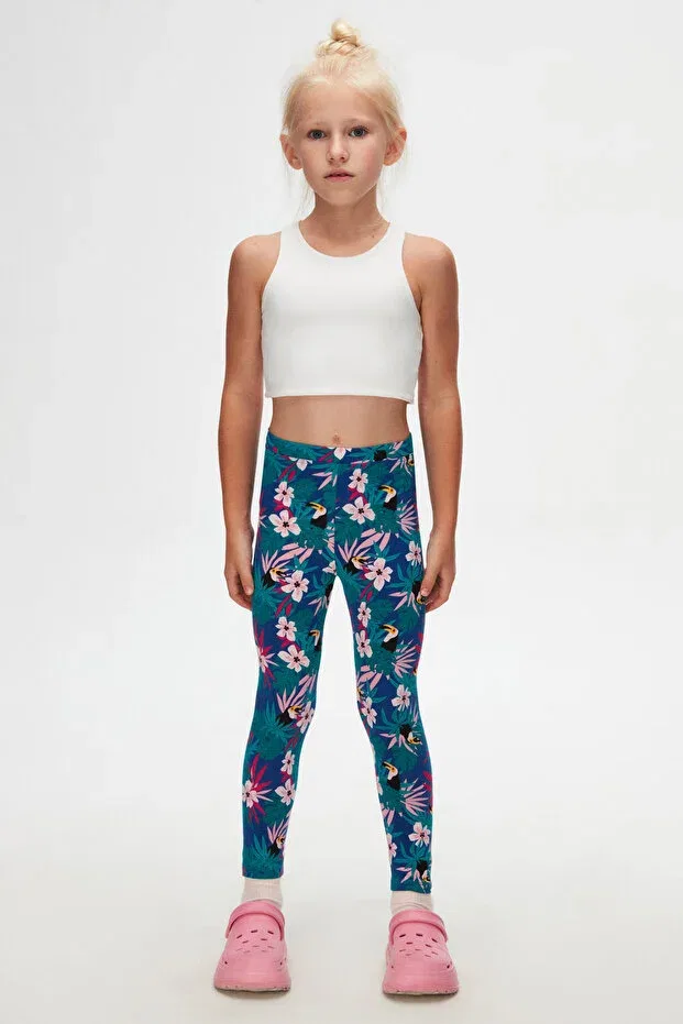 Детские леггинсы для девочек с принтом Tropical parrot Lovetti, Patterned
