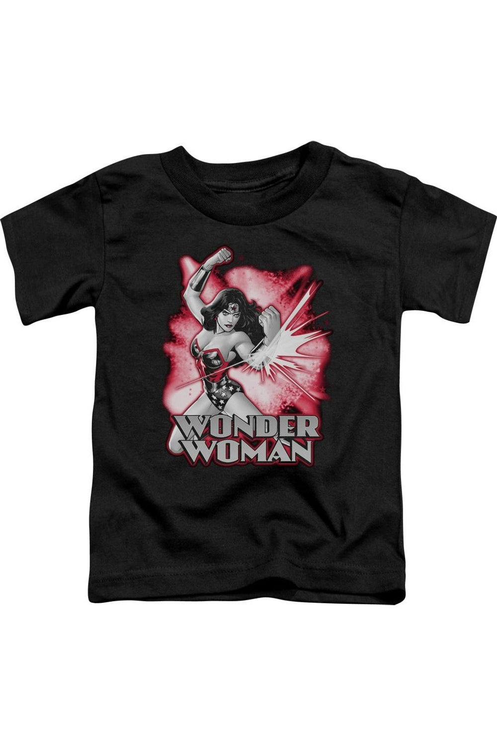 

Футболка с коротким рукавом для малышей "Лига справедливости Америки" - Чудо-женщина в красно-сером цвете Gildan