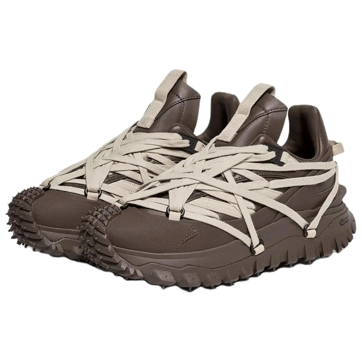 Moncler Rick Owens Collaboration Trailgrip Megalace Кожаные Кроссовки Low Top Casual 4.5 см Unisex Brown — фото 4