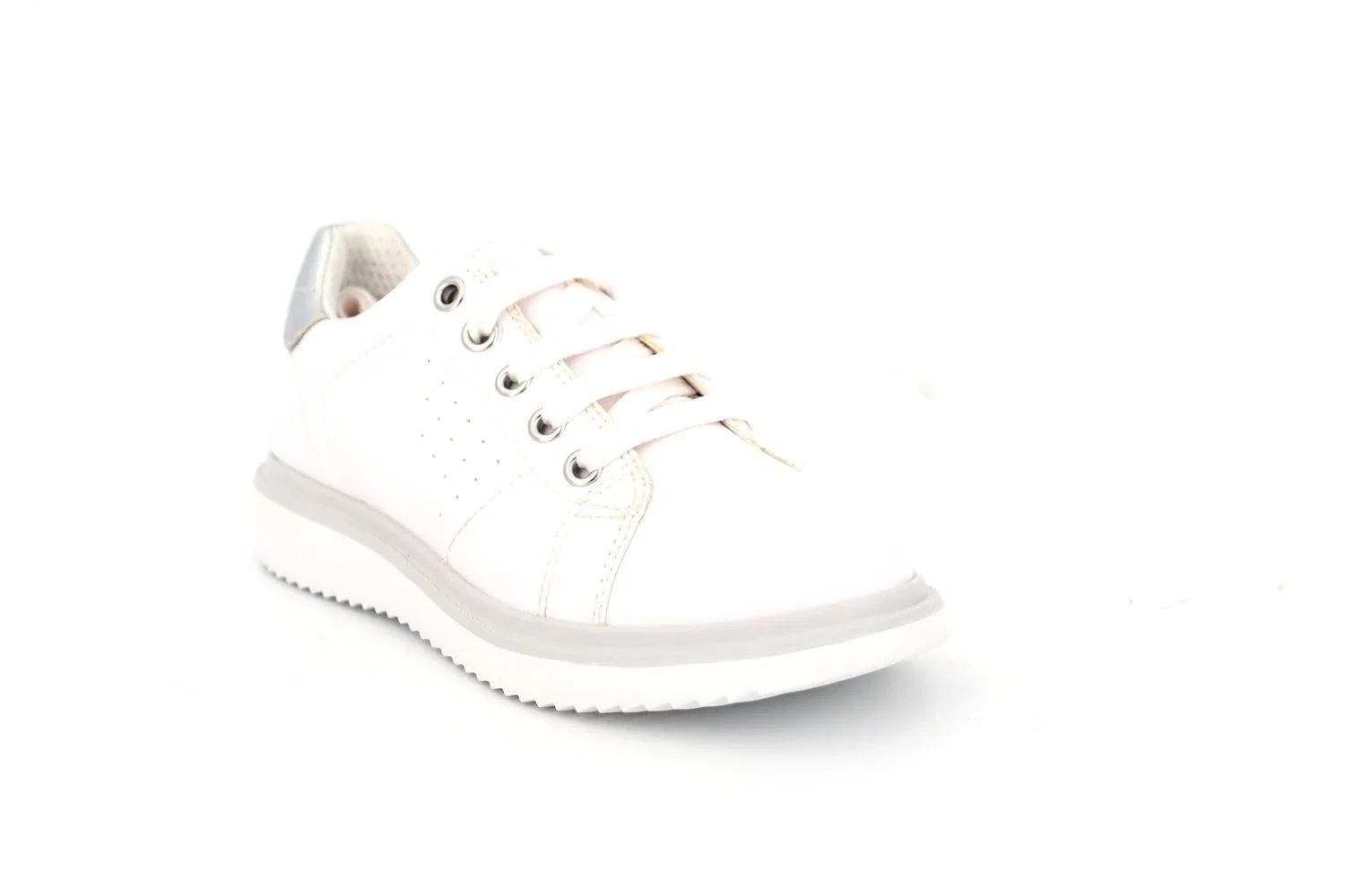 Детские туфли на шнуровке для девочек Geox, White White Silver — фото 3