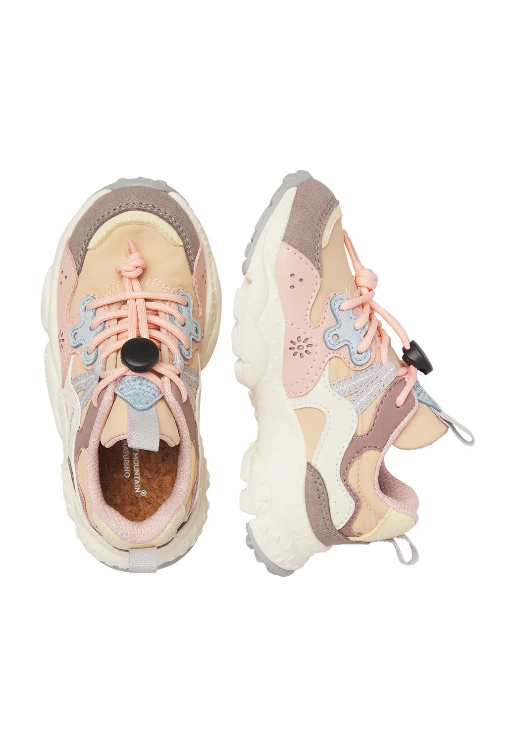 Кроссовки Jongens lage Yamano 3 Junior. - детская обувь Flower Mountain, Beige-Rosa — фото 3
