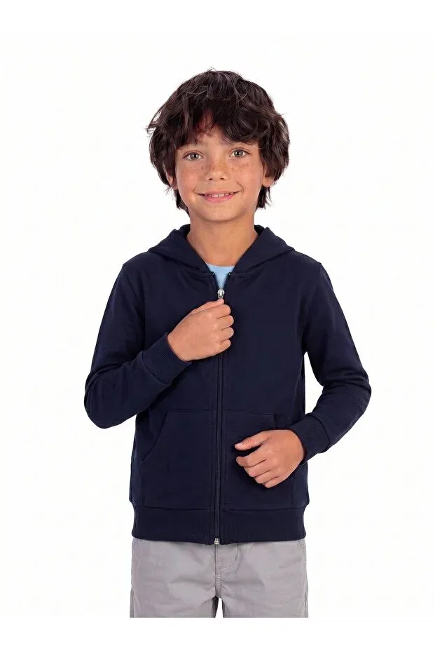 Детский кардиган для мальчиков хлопковый с капюшоном Onloox, Navy Blue
