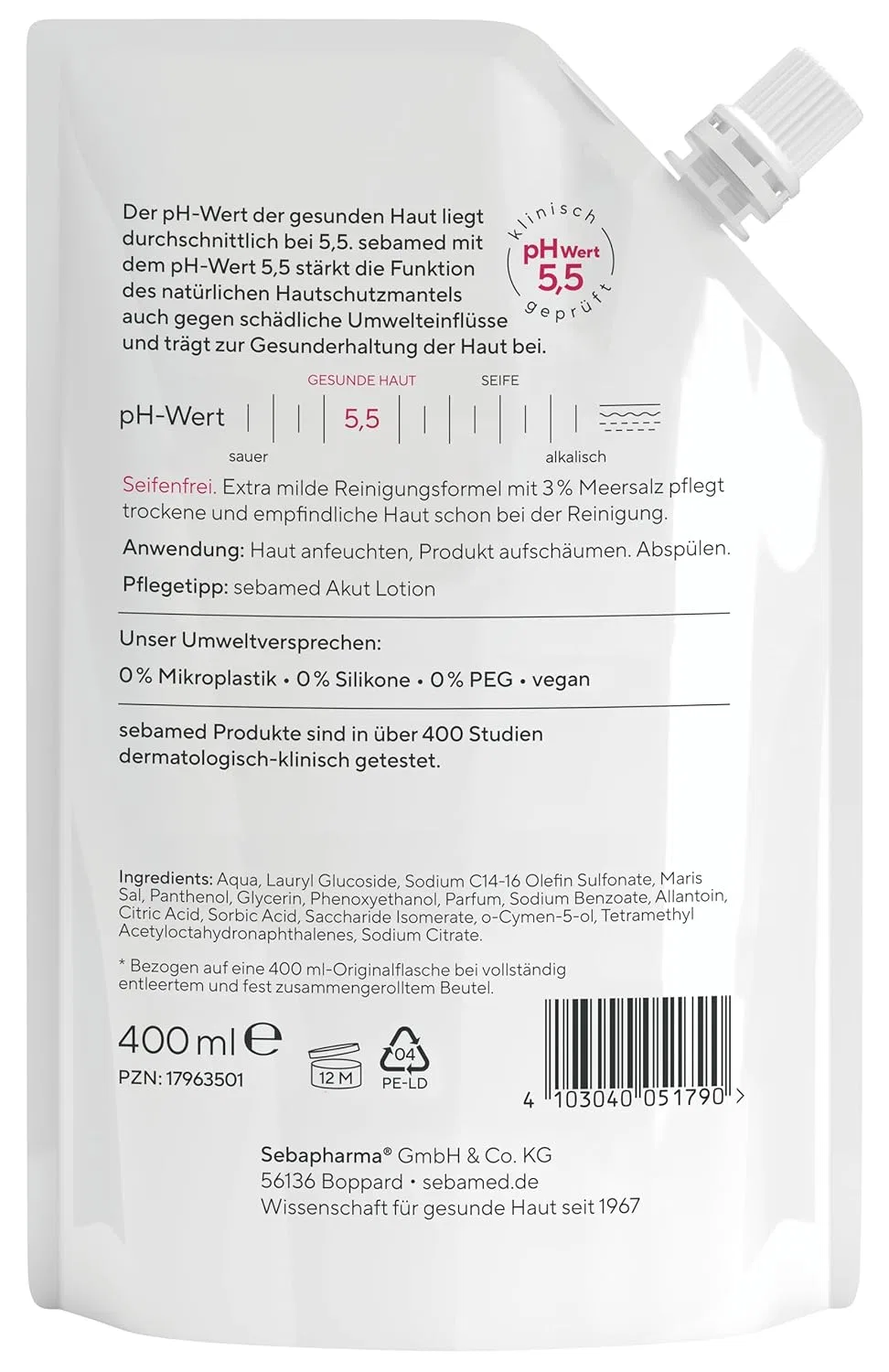 Очищающая эмульсия SEBAMED с морской солью, 400 мл, Белый — фото 2
