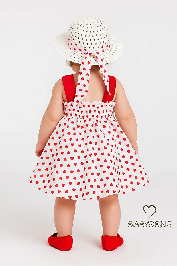 Детский комплект для девочек с принтом Babyden'S, White-Red Heart — фото 3
