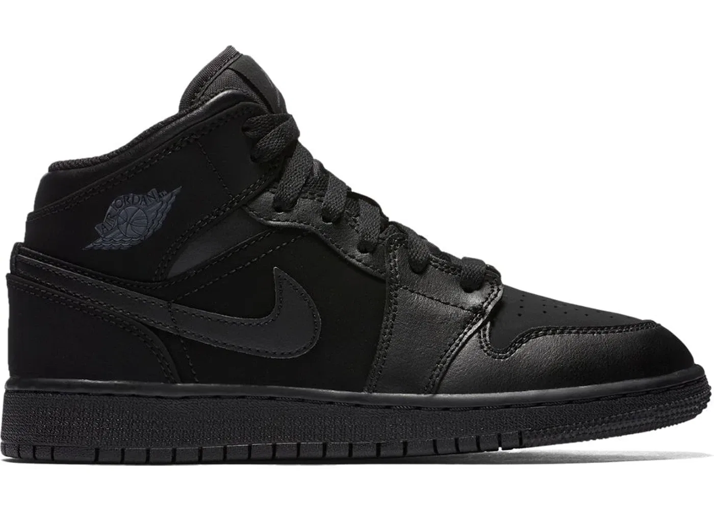 Детские кроссовки с кожаным верхом Jordan 1 Mid Jordan, Black/Dark Grey-Black