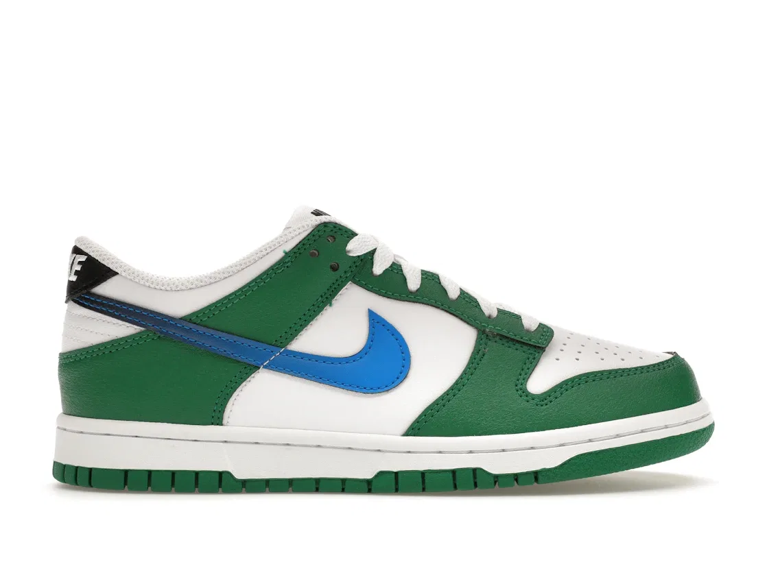 Детские кроссовки для мальчиков и девочек с замшевыми вставками Nike Dunk Low, Malachite/Black/White/Photo Blue