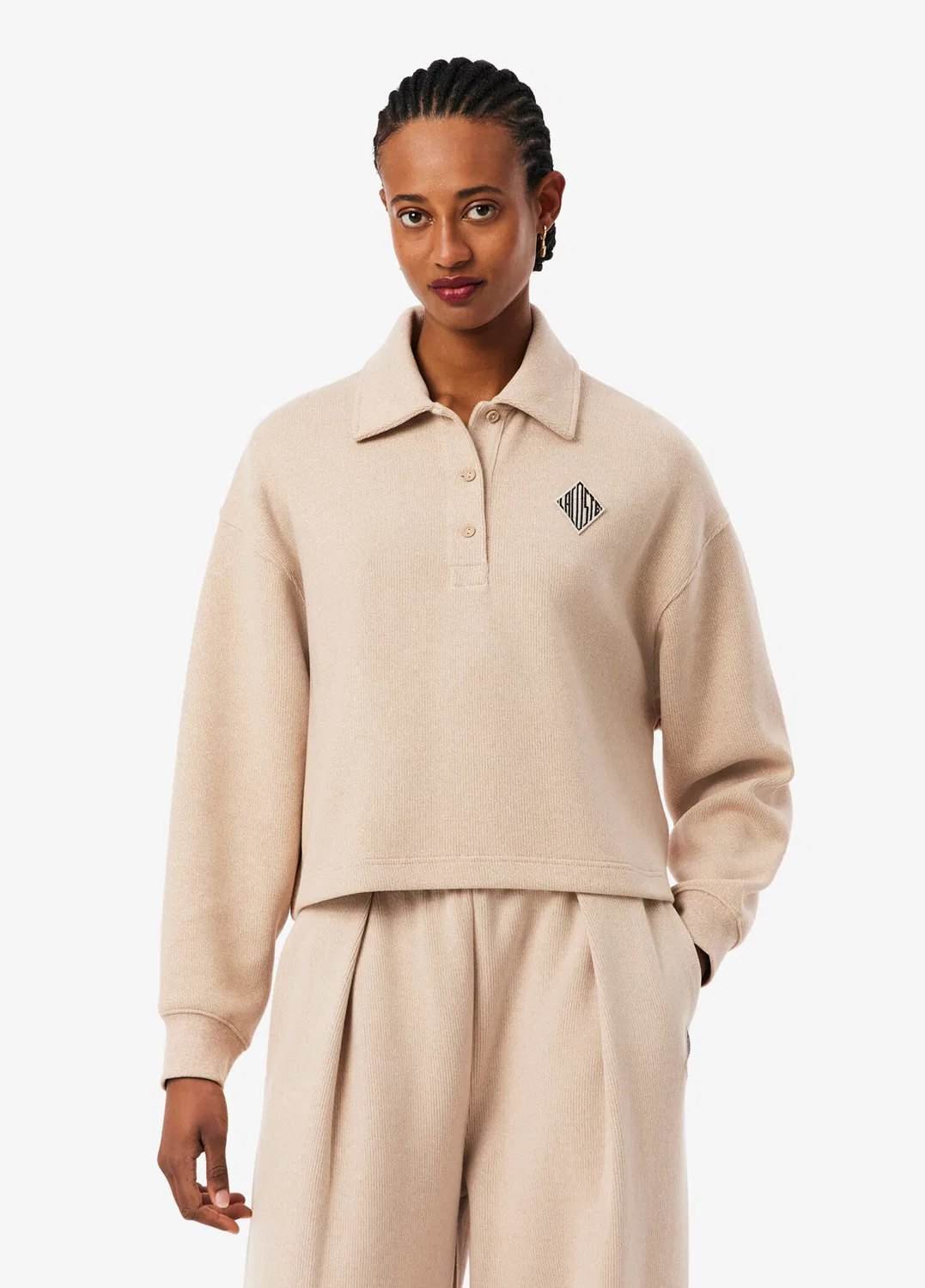 Свитшот Lacoste Oversize Fit Polo, Бежевый — фото 2
