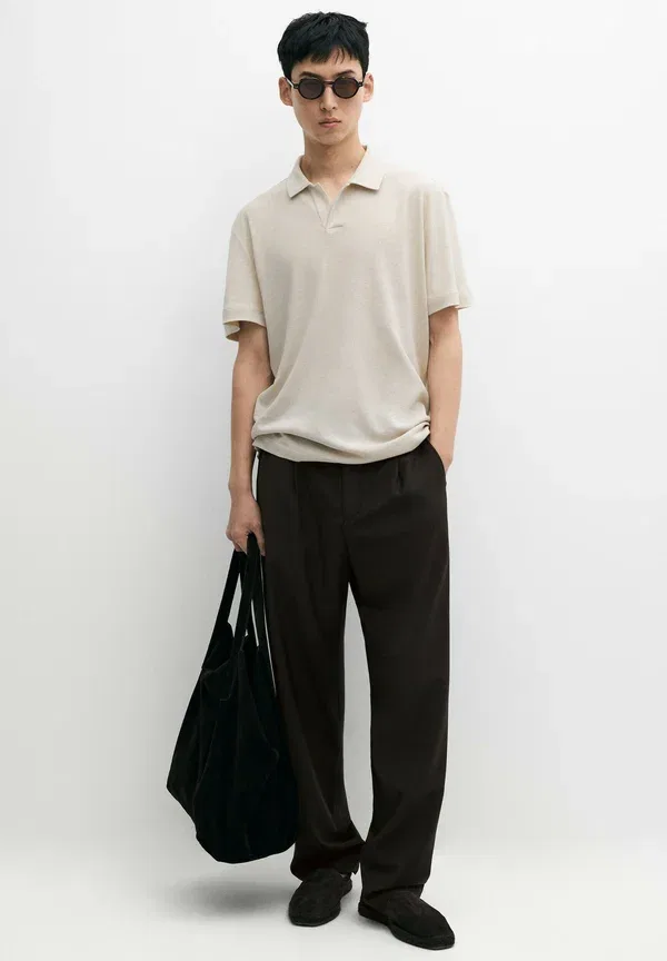 Поло из льна и хлопка Polo shirt Massimo Dutti, темно-коричневый — фото 2
