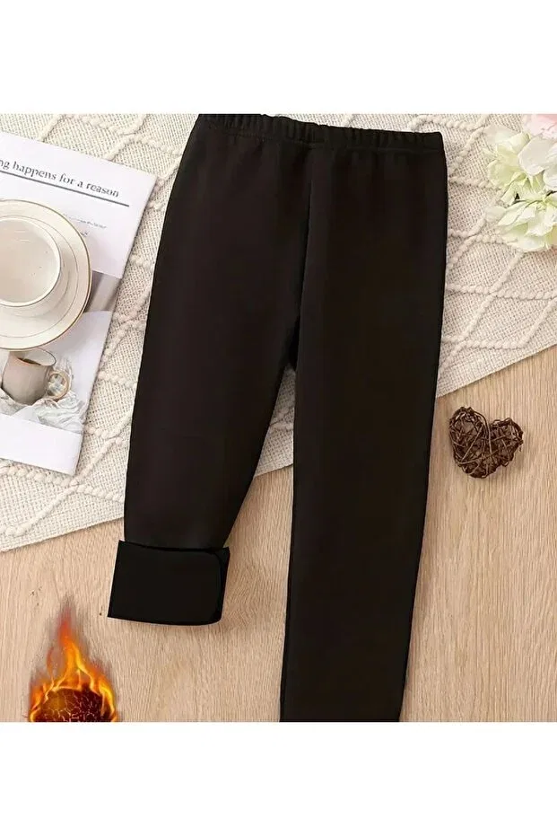 Детские леггинсы для мальчиков с начесом Seburam Collection, Black