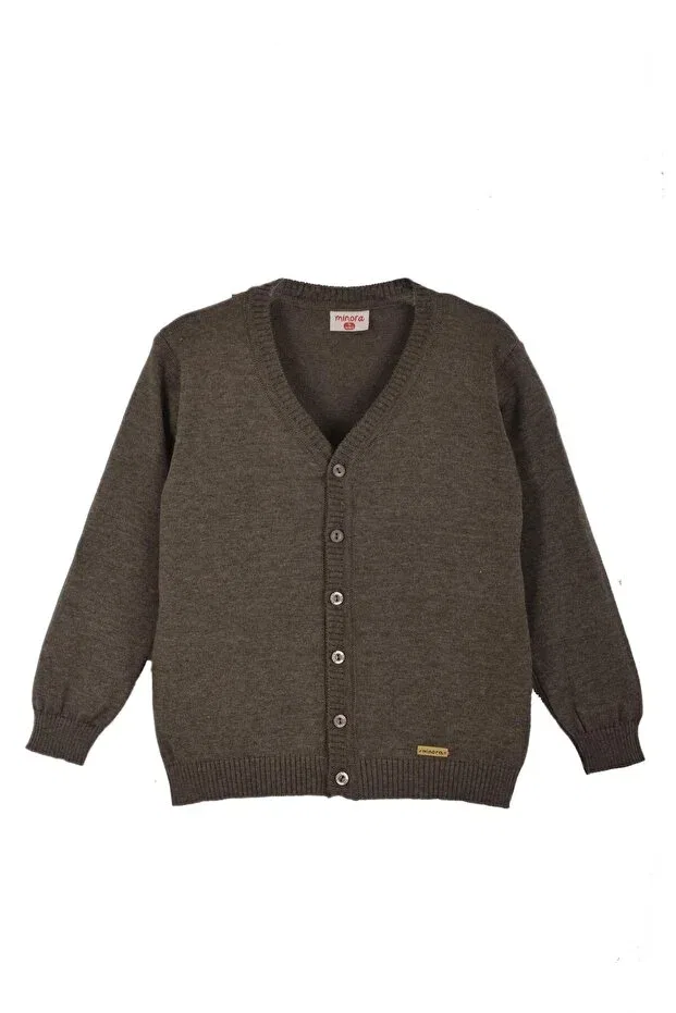 Детский кардиган хлопковый Unisex knitwear v-neck school cardigan Minora, Brown