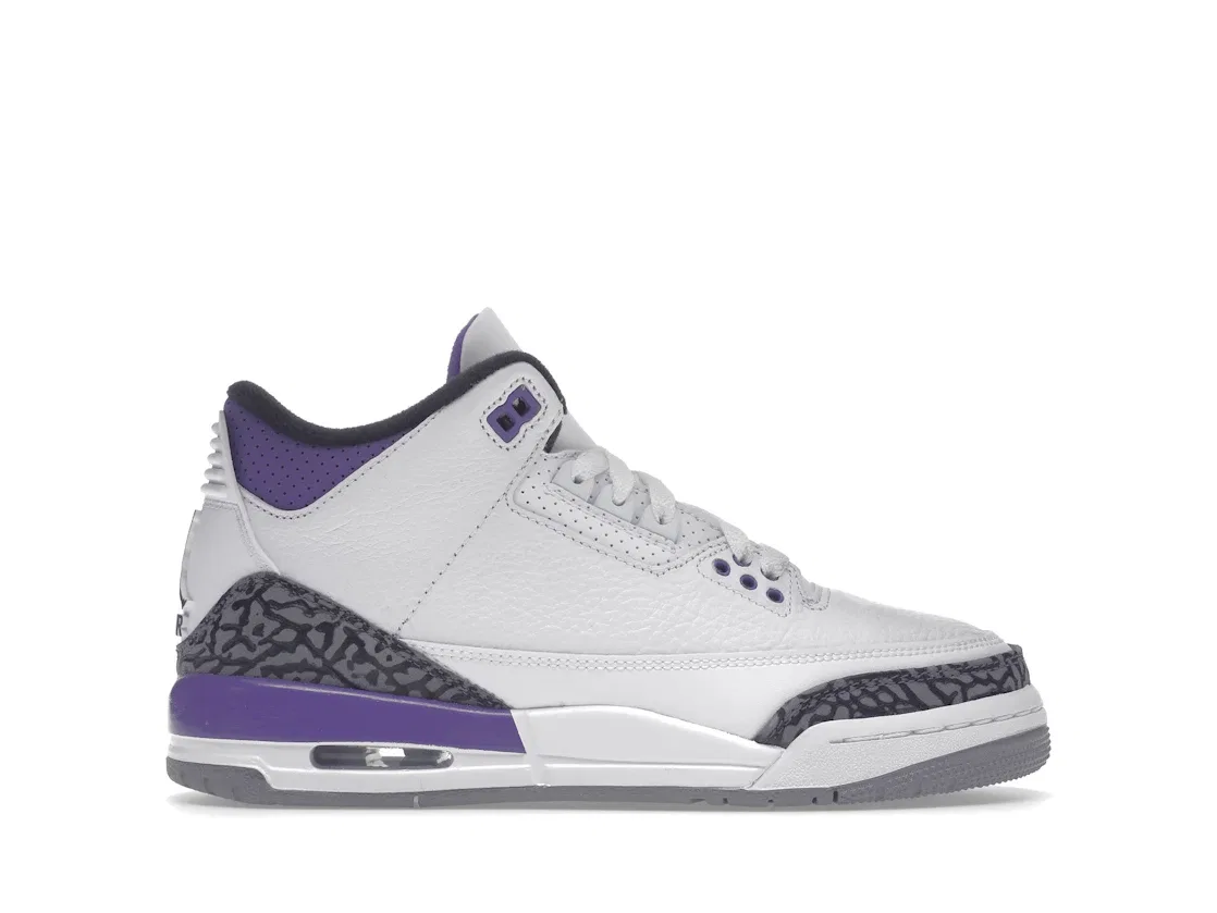 Детские кроссовки Lifestyle с принтом Jordan 3 Retro Jordan, White/Black/Dark Iris/Cement Grey