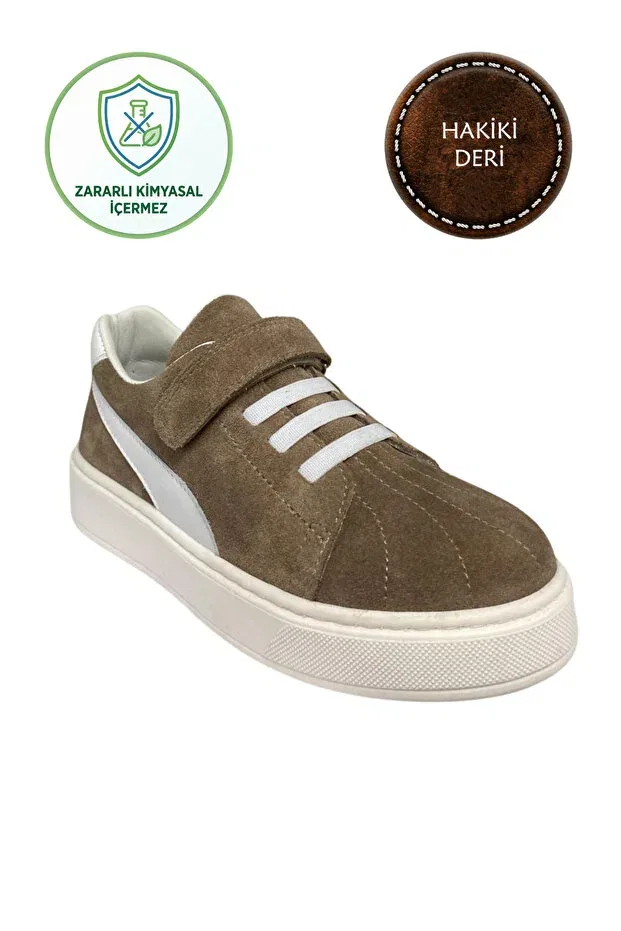 Детские туфли для мальчиков на липучке Şenler Bebe World Kids, Sand Suede Leather White — фото 2