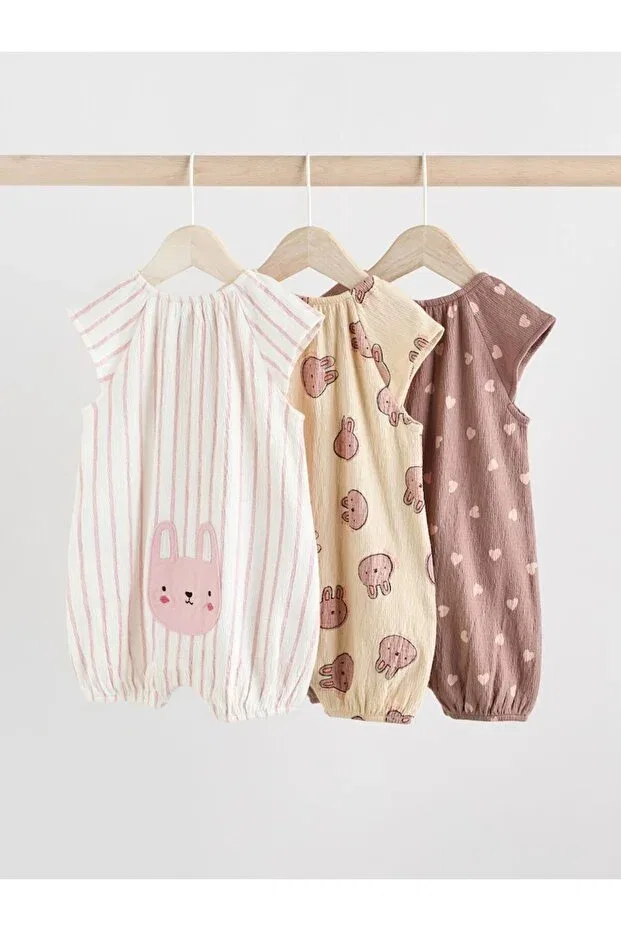 Детский комплект боди-комбинезонов с принтом 3-piece romper set Next Baby, Multicolor — фото 2
