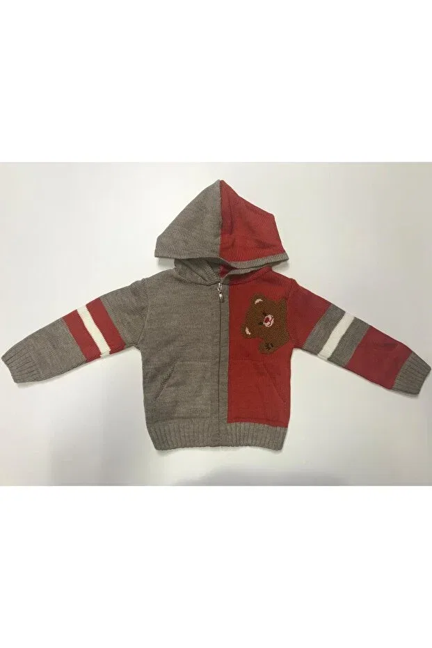 Детский кардиган с капюшоном с принтом Baby Slon Kids Clup, Terracotta-Smoke