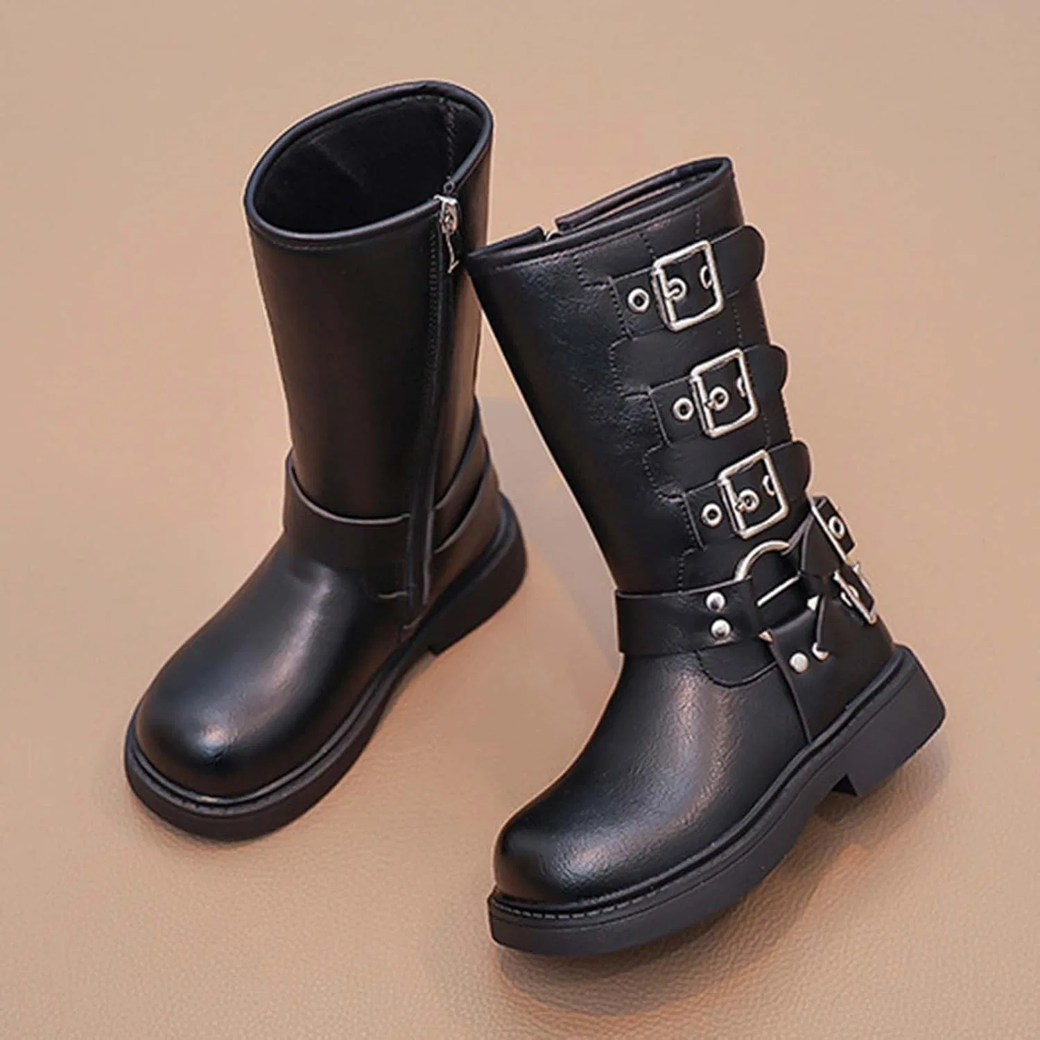 Детские сапоги для девочек с принтом Western Mid Calf Cowgirl Boots, Black — фото 4