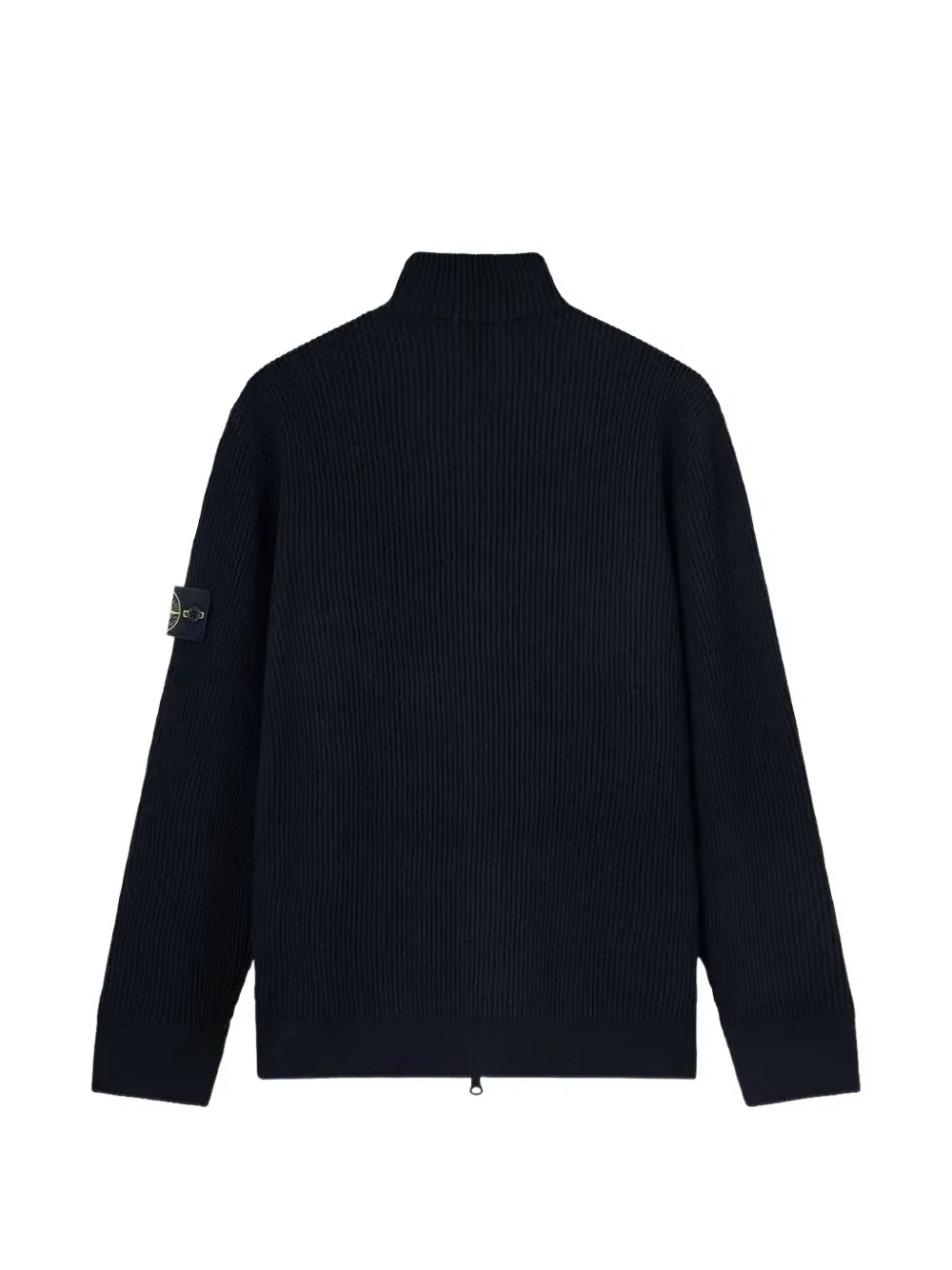 Вязаный кардиган на молнии в рубчик Stone Island, синий — фото 2
