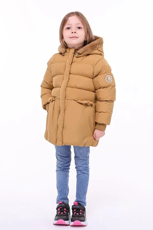 Детское пальто для девочек с капюшоном Benitto Kids, Brown — фото 3